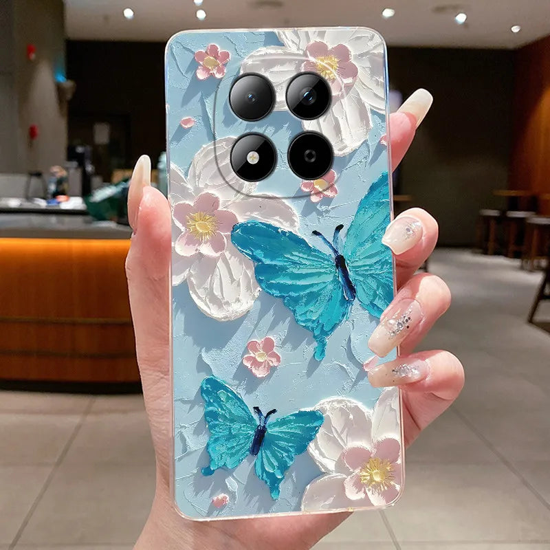 Funda para Teléfono Xiaomi Redmi Note 15 Pro 4G, Carcasa Protectora con Diseño de Lazo de Mariposa, Transparente, de Silicona TPU Suave
