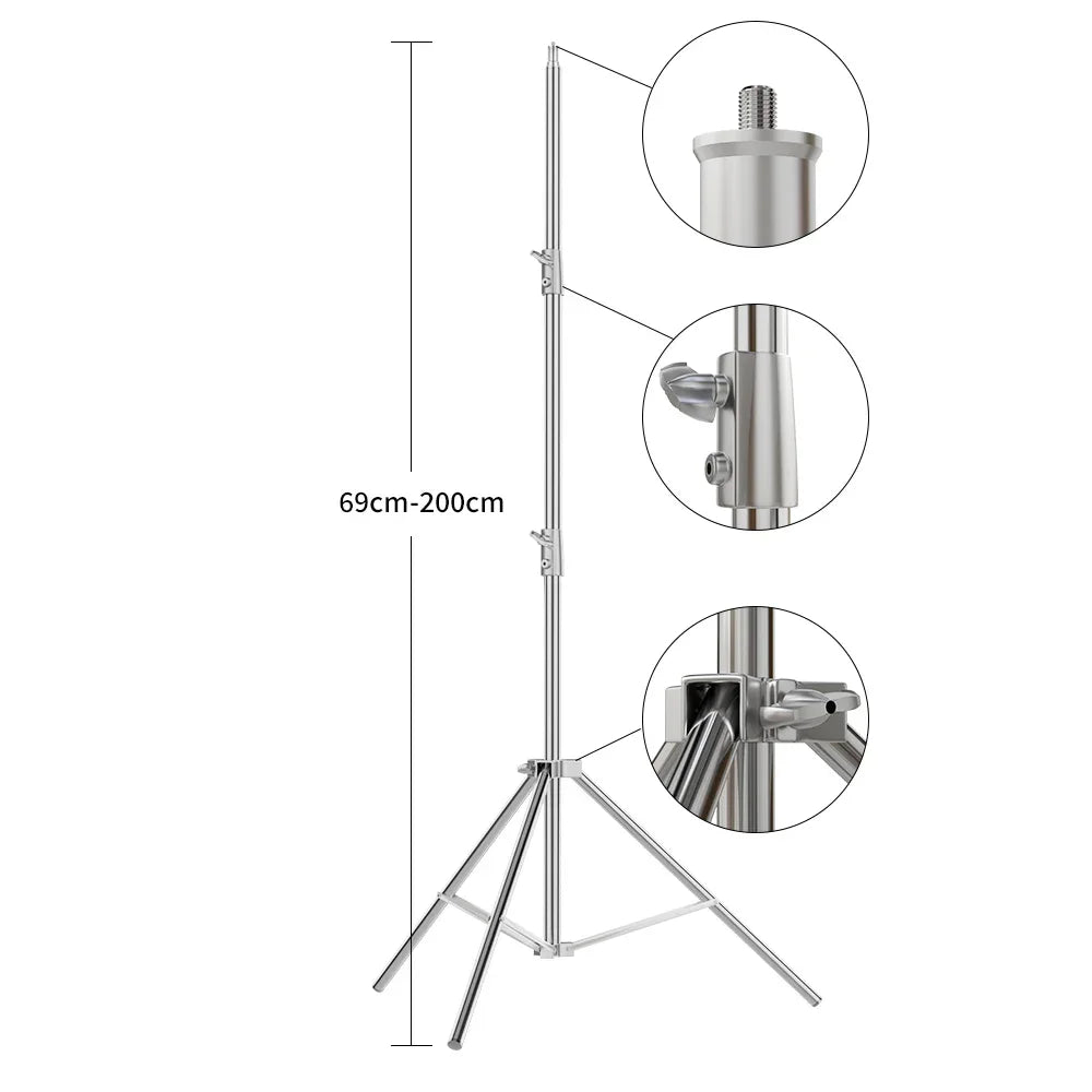 Trípode extensible SH de 190cm con tornillo y ruedas de 1/4, control remoto por Bluetooth para cámara DSLR, trípode de micrófono con luz de relleno para teléfono inteligente