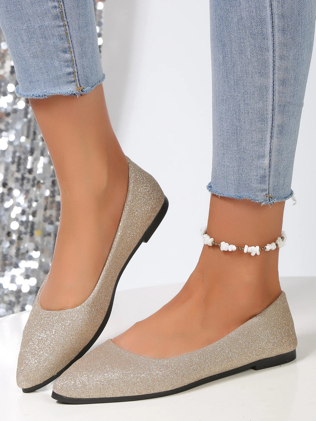 Nueva llegada 2024 zapatos de verano bonitos y a la moda con punta estrecha para mujer, zapatos planos de bailarina, zapatos informales cómodos para mujer