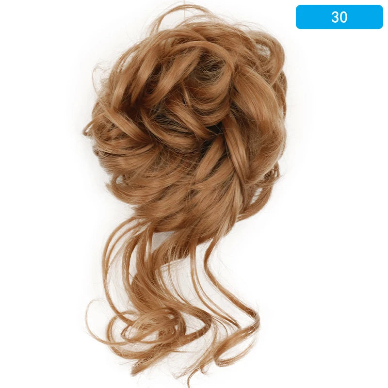 AZQUEEN-extensión de cabello de moño desordenado, banda elástica sintética, moño ondulado rizado, Scrunchies Donut Updo, postizo para mujer