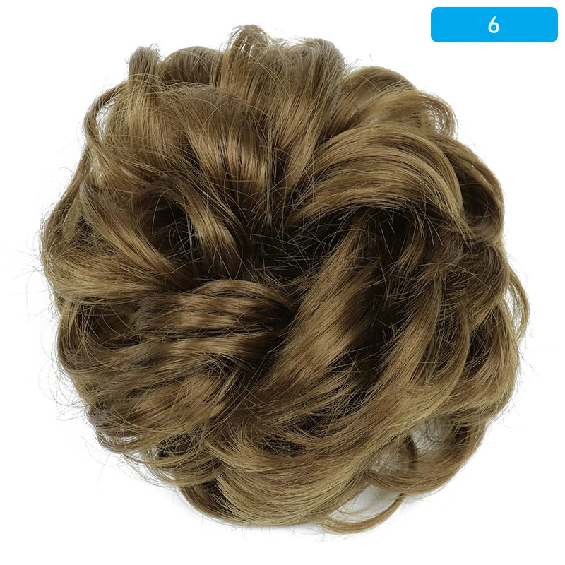 AZQUEEN-extensión de cabello de moño desordenado, banda elástica sintética, moño ondulado rizado, Scrunchies Donut Updo, postizo para mujer