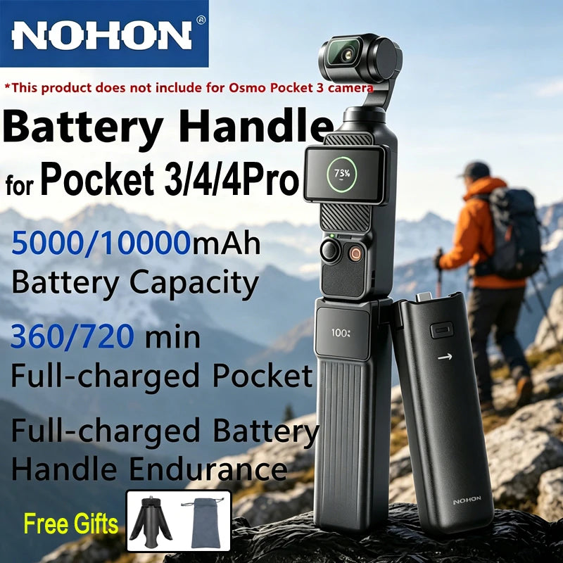 Cargador de Gimbal Portátil NOHON para DJI Osmo Pocket 4 Pro 3, Batería de 10000mAh/5000mAh, Banco de Energía Portátil de 22.5W
