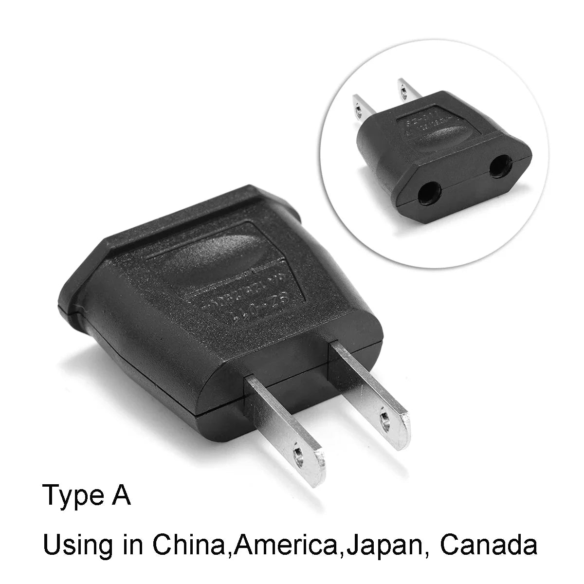 Adaptador de enchufe eléctrico estadounidense, europeo, UE a EE. UU., América, China, CN, Canadá, CA, adaptador de viaje, enchufe de 2 pines, convertidor tipo A, adaptador de corriente