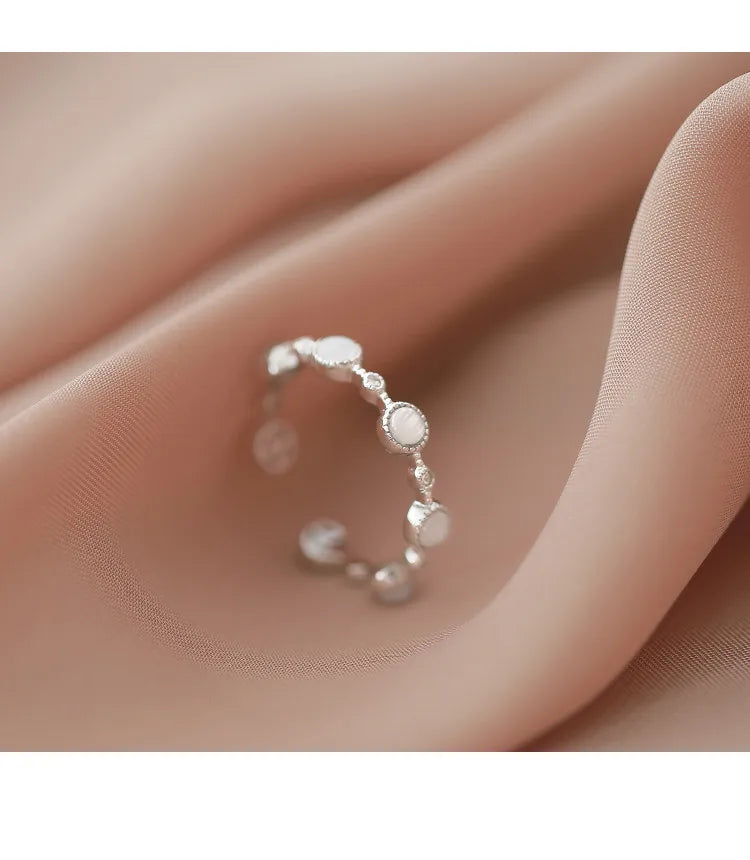 Anillo de Ópalo de Plata de Ley 925 para Mujer, Ajustable, para el Dedo Índice, Diseño Simple y Elegante, Joyería de Alta Gama, Regalo