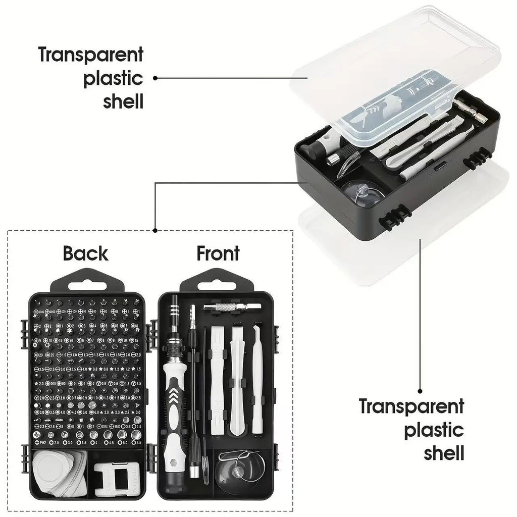 Juego de Destornilladores Magnéticos de Precisión Profesional 115 en 1, Juego de Herramientas de Reparación con Puntas Torx Hexagonales para iPhone, Xiaomi, Mac, PC, Gafas, Relojes