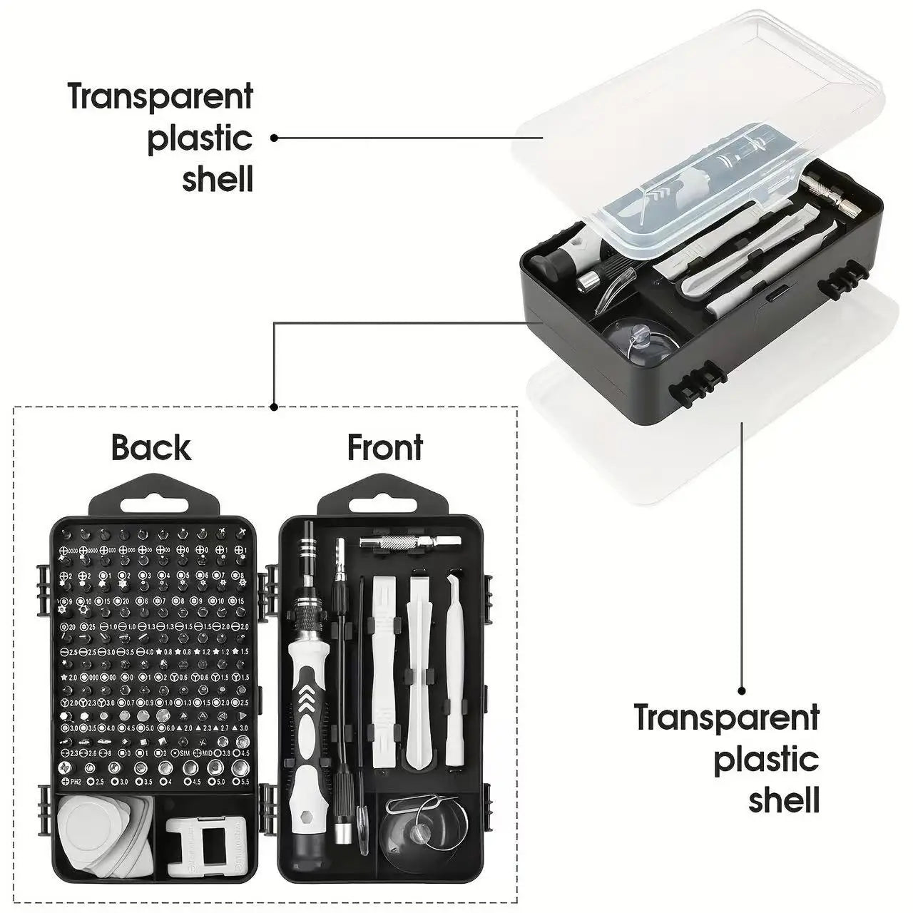 Juego de Destornilladores Magnéticos de Precisión Profesional 115 en 1, Juego de Herramientas de Reparación con Puntas Torx Hexagonales para iPhone, Xiaomi, Mac, PC, Gafas, Relojes