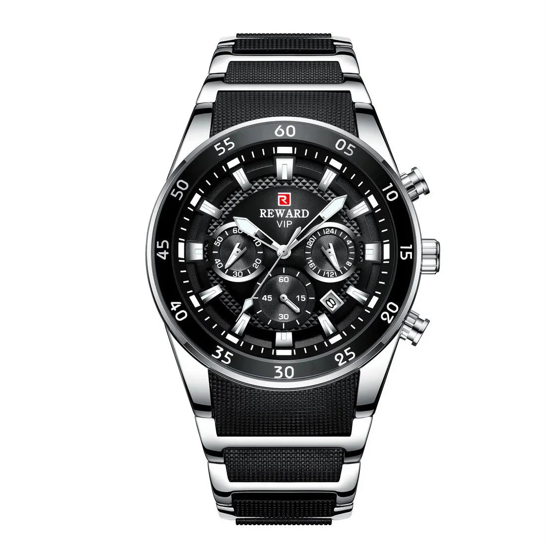 REWARD Relojes para hombre con esfera grande, marca de lujo, reloj deportivo resistente al agua, cronógrafo para hombre, reloj de cuarzo, relojes de pulsera con fecha automática