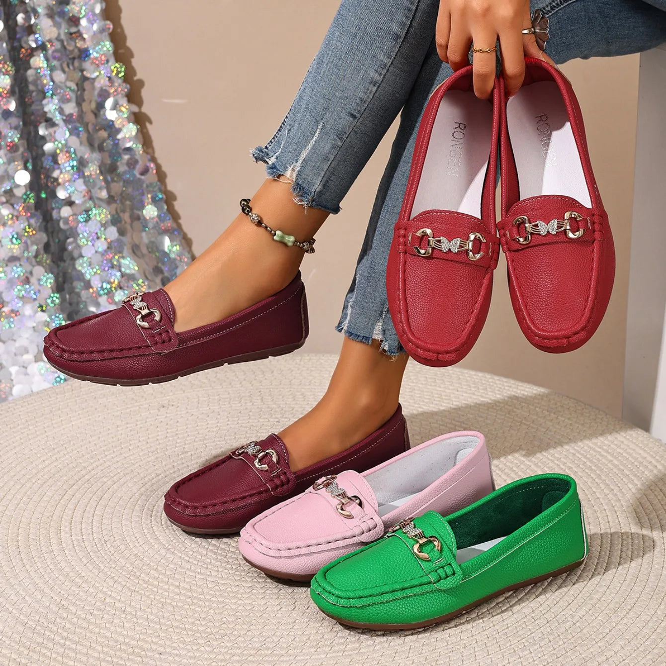 2026 nuevos zapatos planos de mujer primavera otoño Casual Slip on zapatos Mary Jane zapatillas de deporte de moda mujeres punta redonda sólida suela suave mocasines planos