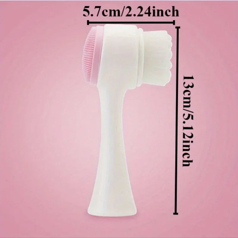 1 cepillo de lavado de cara de silicona de doble cara y cerdas suaves, exfoliación facial, cepillo de limpieza profunda de poros