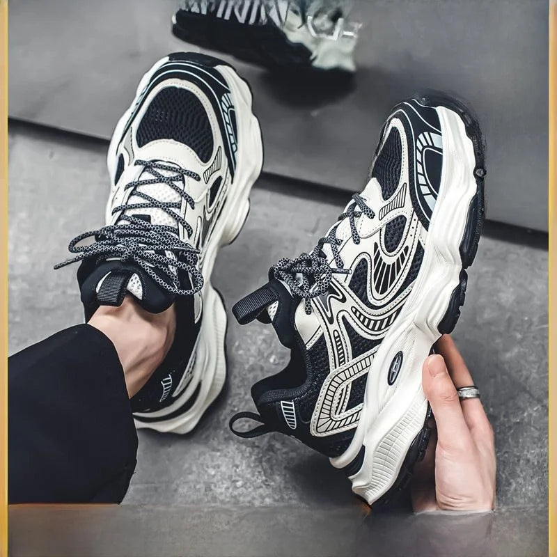 Zapatillas Deportivas Transpirables de Malla para Hombre Primavera 2025, Modernas, Combinables con Todo, Suela Gruesa, Casual...
