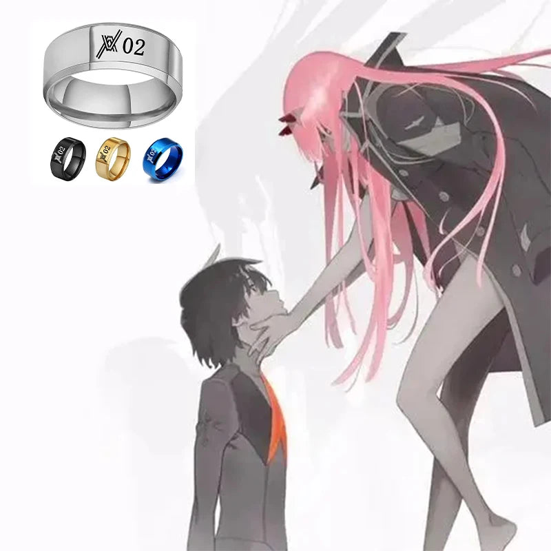 Anillo de Acero Inoxidable con Grabado de Anime Darling in the Franxx, Personalizado para Hombres y Mujeres, Unisex, Regalo de Joyería