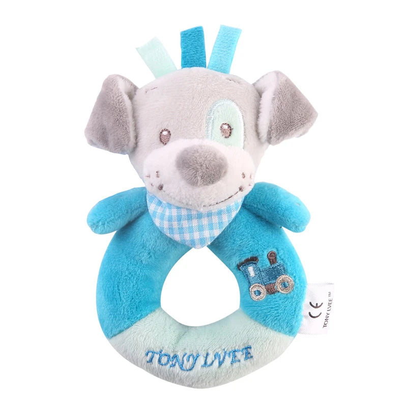 Sonajero de elefante de peluche para bebé, juguete educativo de dibujos animados para recién nacido de 0 a 24 meses, mordedor de campana de anillo de mano de oso