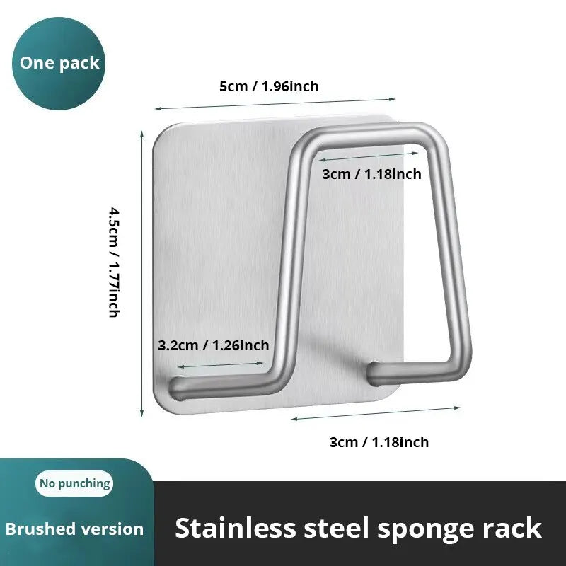 Soporte para esponjas de acero inoxidable, para esponjas de alambre de acero, para drenar y pegar en la pared interior del fregadero, suministros de cocina, 1 ud.