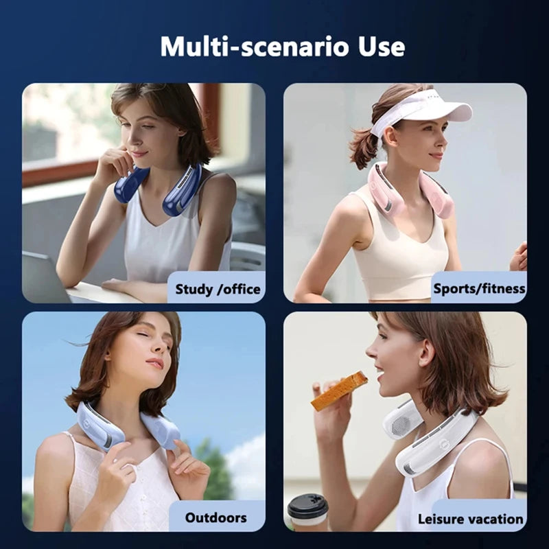 Nuevo ventilador de cuello portátil de 15000mAh pantalla Digital inteligente USB recargable al aire libre ventilador de cuello de enfriamiento silencioso sin aspas para verano