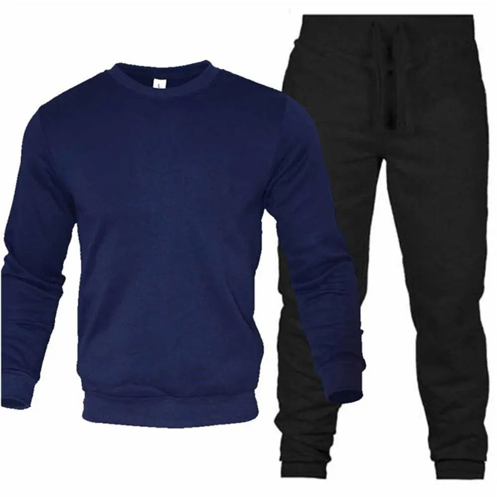 Conjunto de dos piezas para hombre, conjunto de 2 piezas con cuello redondo, chándal, Sudadera con capucha y pantalones con cordón, sudaderas deportivas para hombre, ropa deportiva para correr