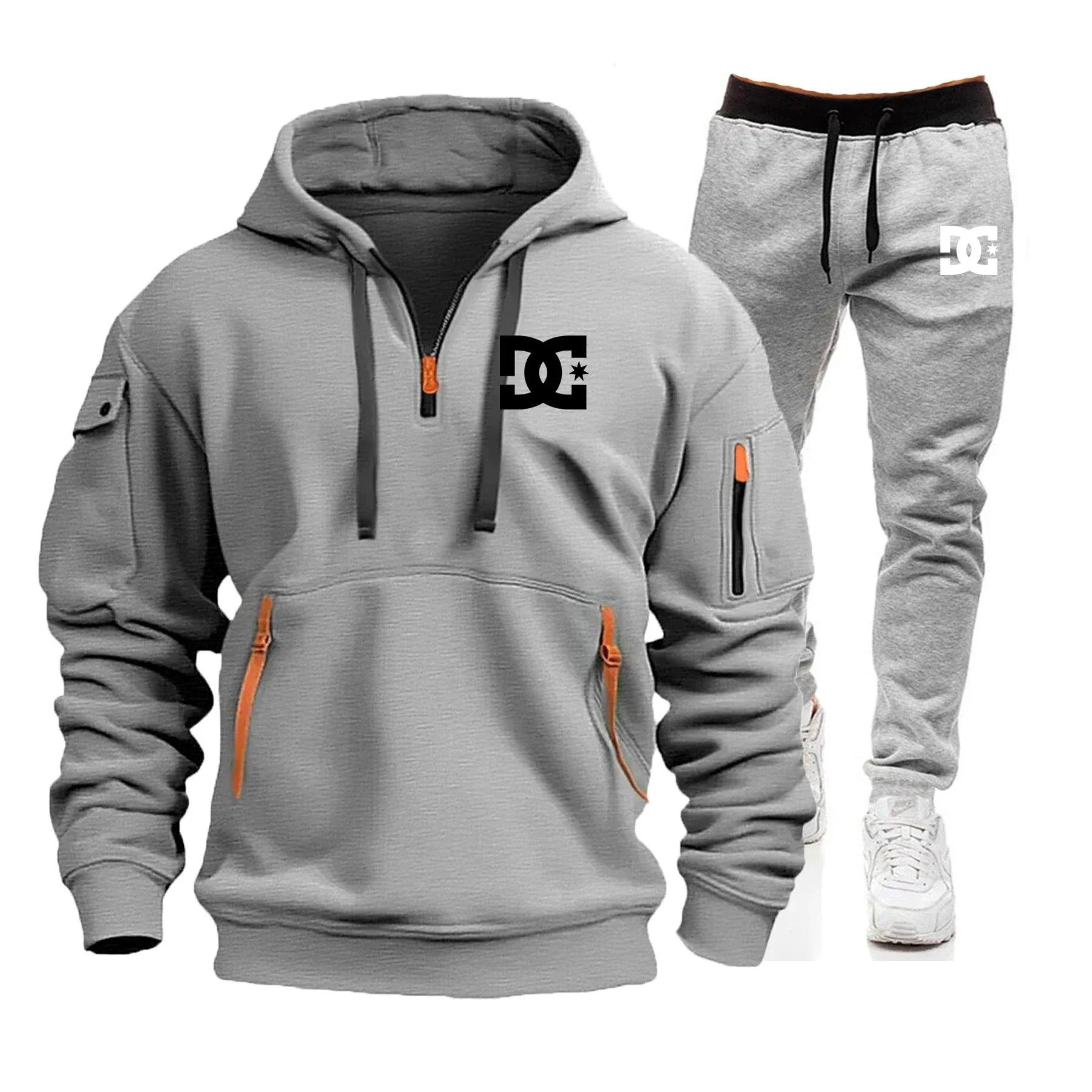 2025 Nuevo conjunto informal de otoño e invierno para hombre, sudadera con capucha y pantalones para correr para hombre al aire libre a la moda, conjunto de 2 piezas