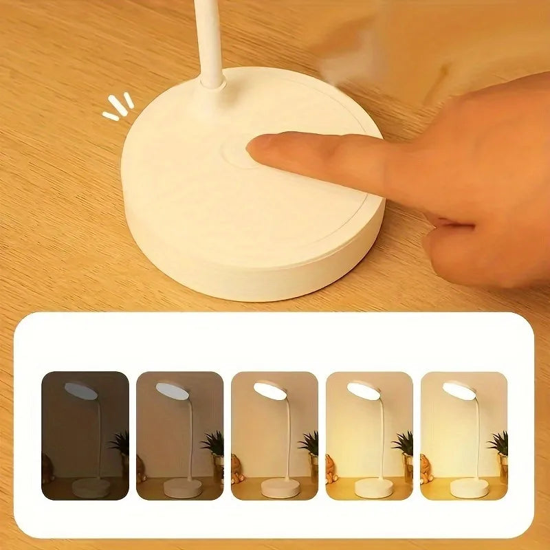 Lámpara de escritorio LED flexible con atenuador de 3 niveles, alimentada por USB, cuidado de los ojos, luz blanca cálida, perfecta para el hogar, la oficina, la lectura, el estudio