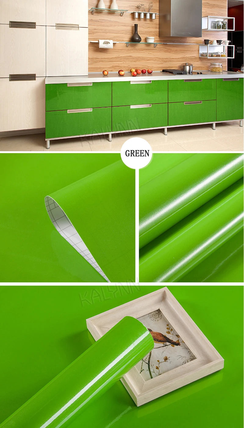 Papel tapiz impermeable de Color sólido, autoadhesivo para habitación, armario blanco y negro, pegatina de pared mate para muebles de cocina, ancho personalizable