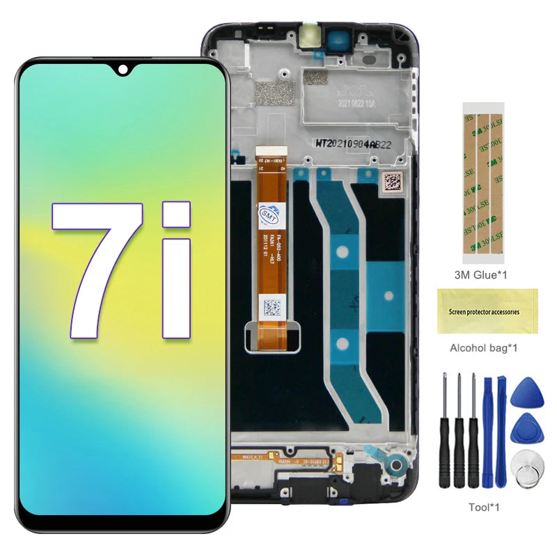 Pantalla de 6,5" para Realme 7i (Global) Pantalla Lcd Pantalla táctil digital con conjunto de marco para reemplazo OPPO Realme 7i