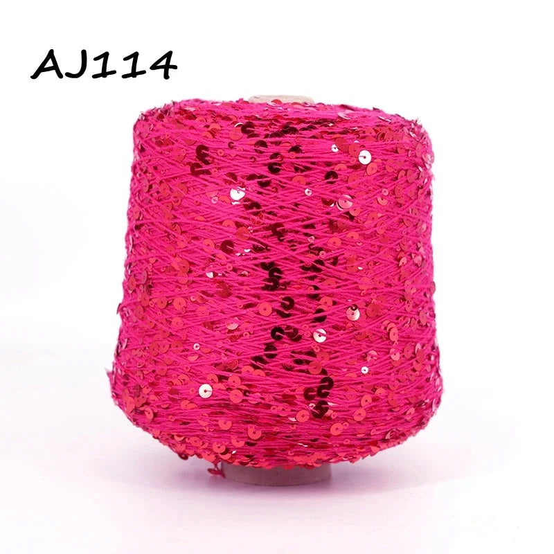 Cooamuu-Hilo de lentejuelas de algodón de lujo, hilo para tejer a mano, 500G/bobina, 3MM + 6MM, accesorios de lentejuelas