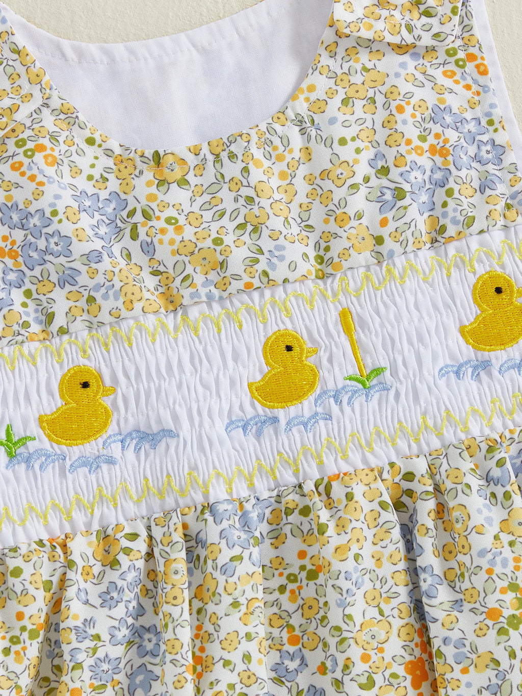Lindo pelele de verano para bebé niña con bordado de pato, sin mangas, cuello redondo, dulce mono floral, trajes de sol