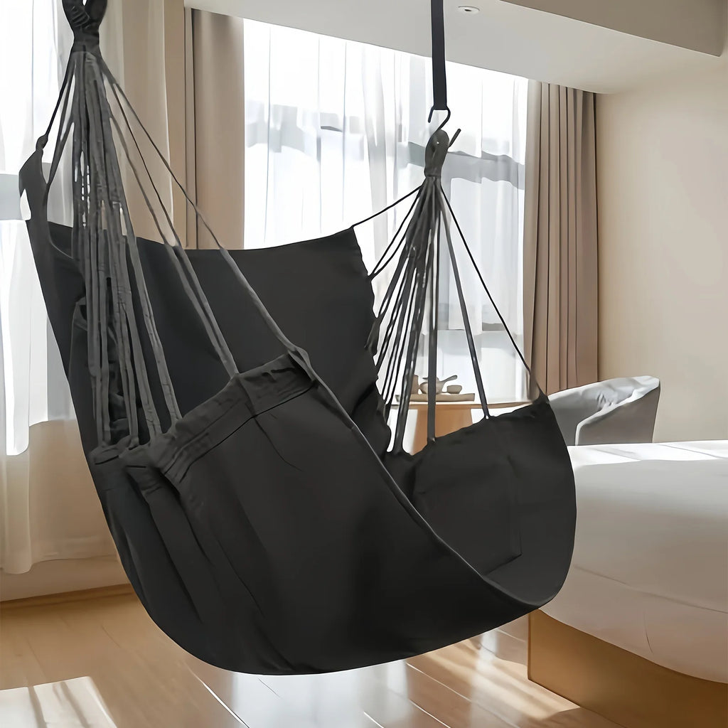 Hamaca de tela de ocio, silla columpio para exteriores, hamaca para dormitorio, hamaca antivuelco (con bolsa de almacenamiento, 1 ud.