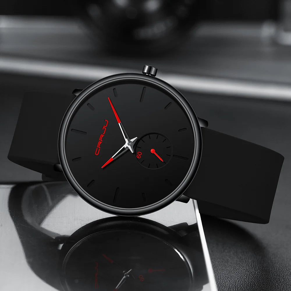 CRRJU-Conjunto de relojes de silicona informales para hombre y mujer, relojes de pulsera de cuarzo con esfera Simple, reloj de vestir para mujer
