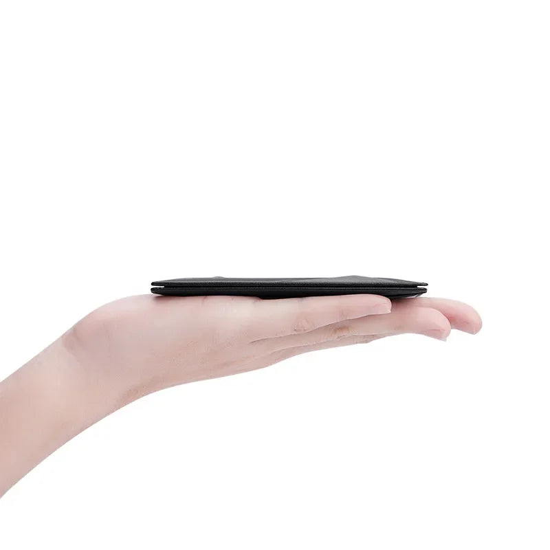 Tarjetero RFID ultrafino compacto de alta gama antidesmagnetización para hombre, bolso para documentos de Cuero de vaca real, miniWILLIAMPOLO desmagnetización