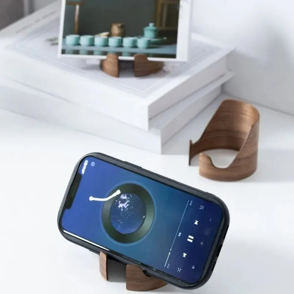 Nuevo Soporte para Teléfono Móvil de Madera de Nogal, Multiusos, Portátil, para Tarjetas de Visita, Organizador de Escritorio Premium