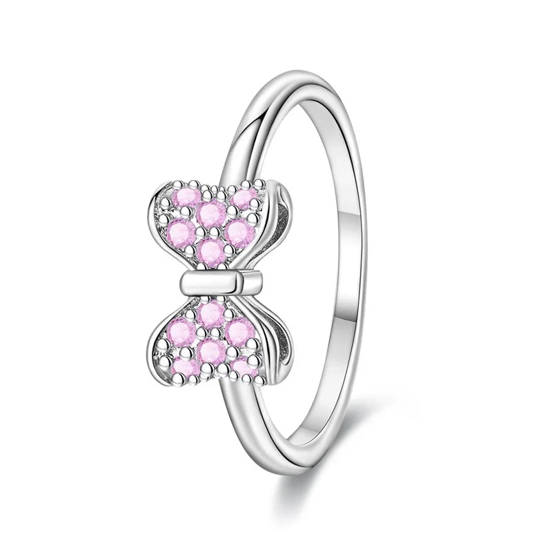 2024 nuevo anillo de plata 925 anillo de lazo brillante de circón anillo de boda de dedo Original S925 DIY regalo de joyería fina para mujer