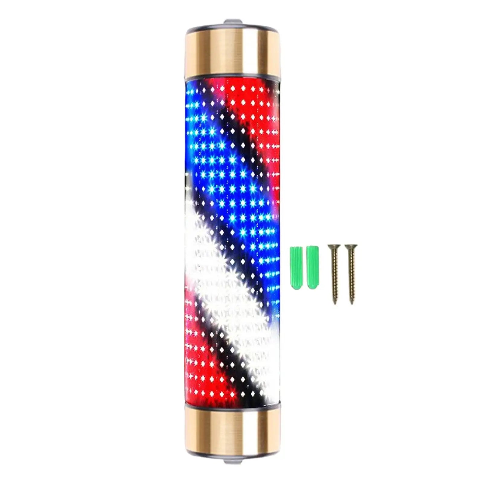 Luces de rayas de luz giratorias blancas, azules y rojas, impermeables, para barbería