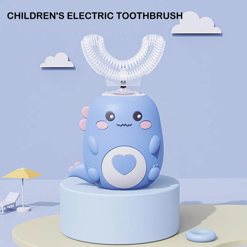 Cepillo de dientes eléctrico para niños, silicona de calidad alimentaria, Oral, carga Usb automática de 360 grados, cepillo de dientes inteligente para niños en forma de U