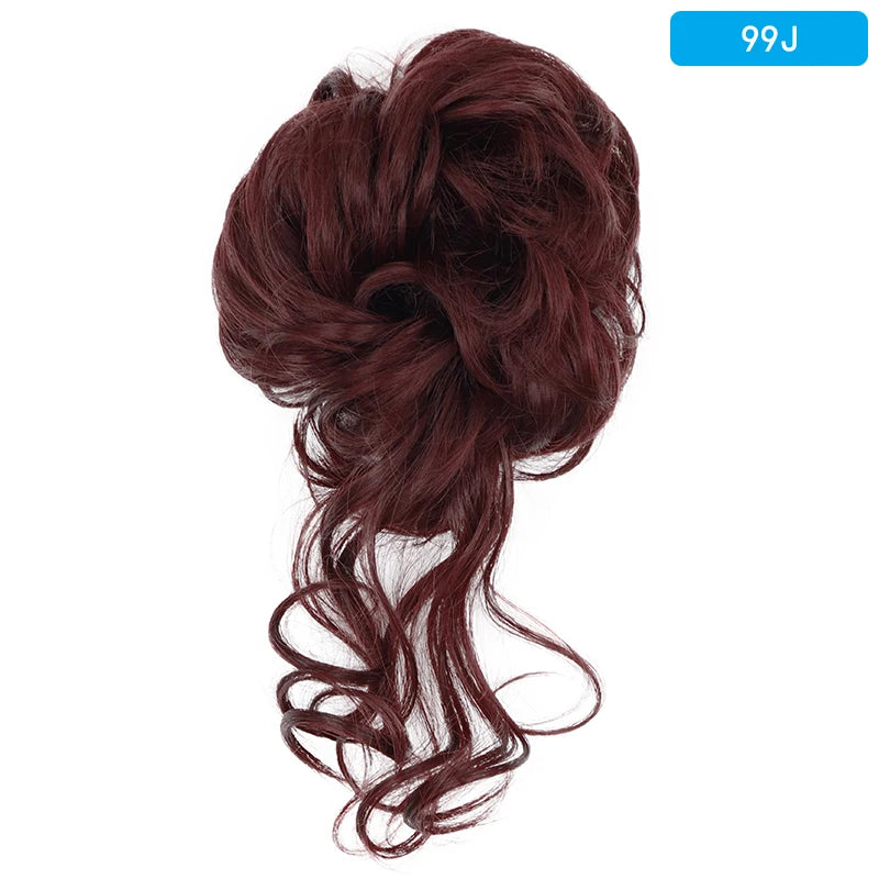 AZQUEEN-extensión de cabello de moño desordenado, banda elástica sintética, moño ondulado rizado, Scrunchies Donut Updo, postizo para mujer