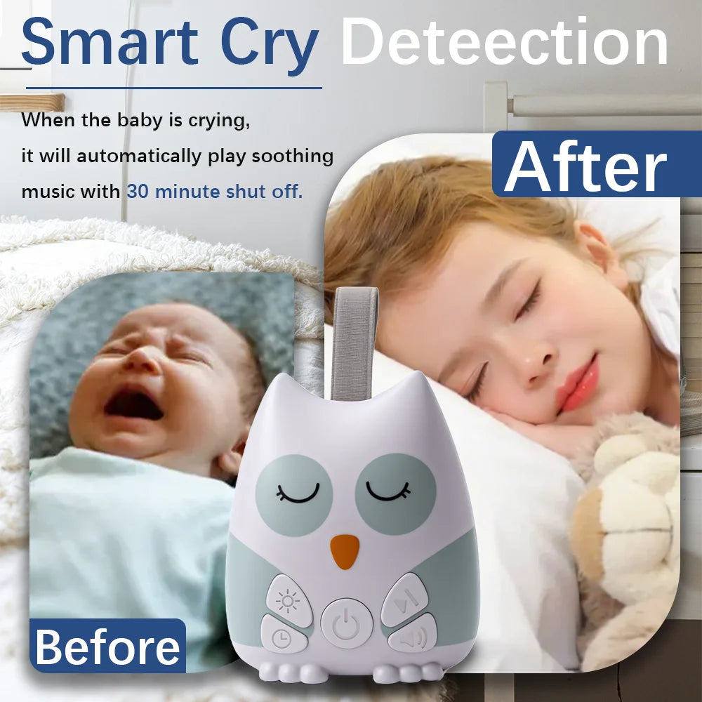 Máquina portátil de ruido blanco de búho para bebé 30, sonido Natural calmante, chupete para niños pequeños, ayuda cómoda para dormir, apto para viajes