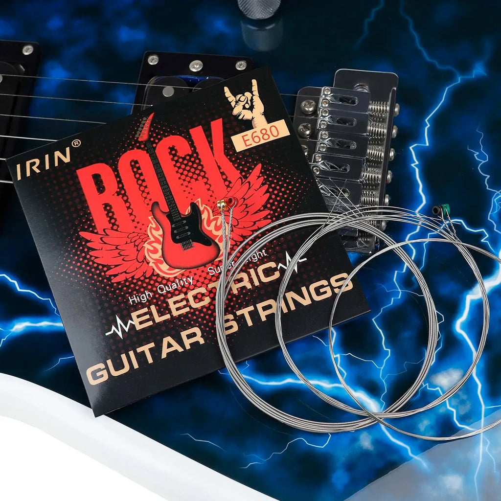 Cuerdas de guitarra eléctrica IRIN E680, 1-6 cuerdas de alambre de acero inoxidable, accesorios para instrumentos musicales de guitarra eléctrica plateada