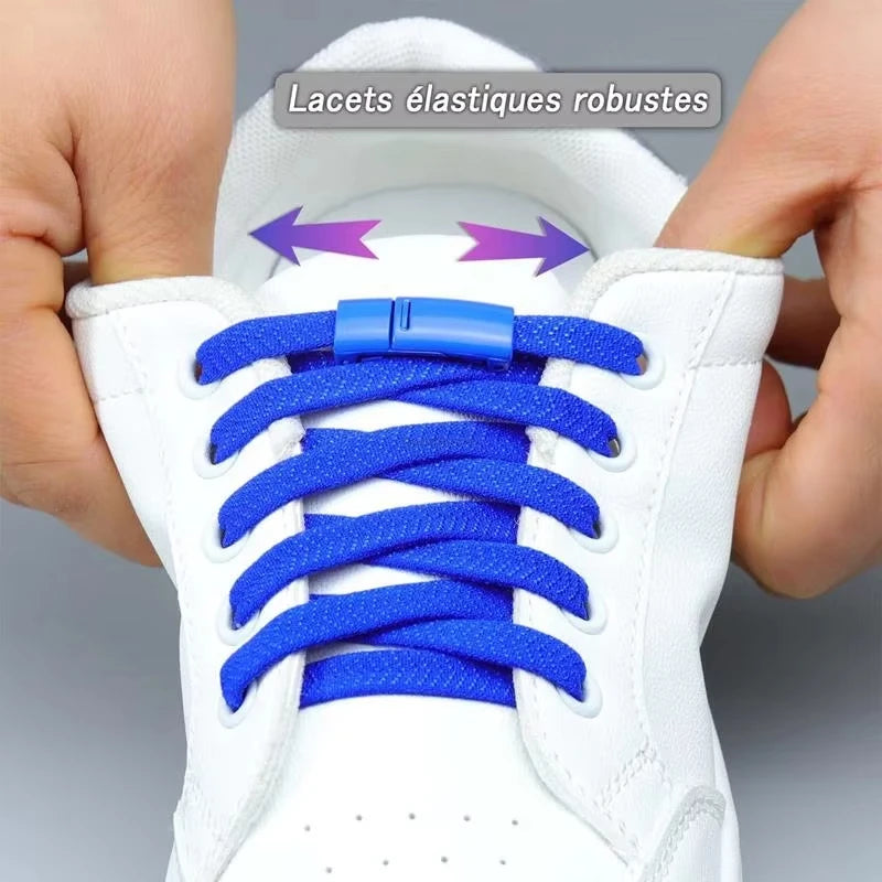 Cordones Elásticos para Zapatillas, Cordones Planos de Algodón, Cordones con Hebilla Magnética Mejorada, Cordones sin Atar para Niños y Adultos