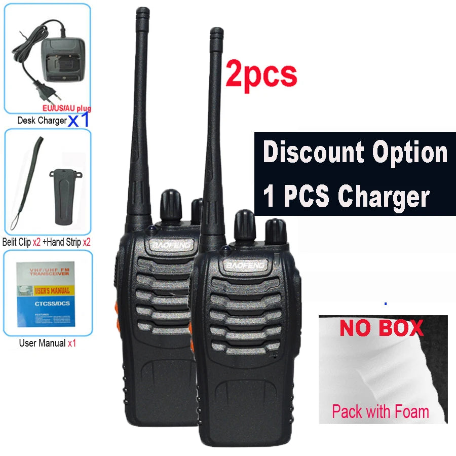 2 uds Baofeng BF 888S Walkie Talkie UHF BF888S transceptor de Radio portátil de jamón bidireccional de largo alcance para receptor de Hotel de caza