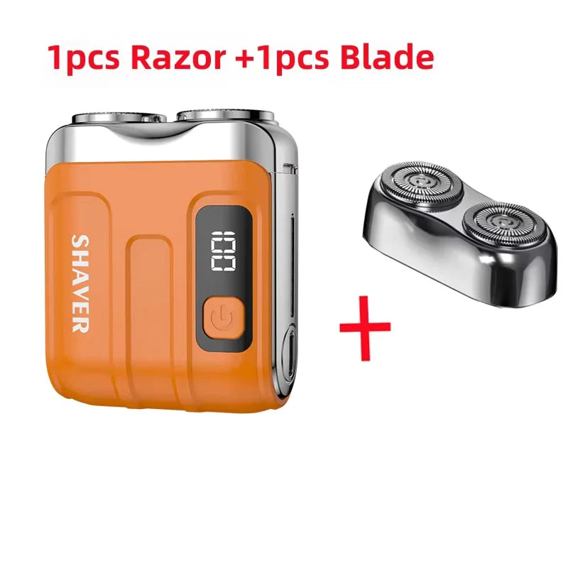 Mini Afeitadora eléctrica inteligente para el hogar y el coche, afeitadora recargable de doble hoja con pantalla Digital, potente herramienta recortadora de barba
