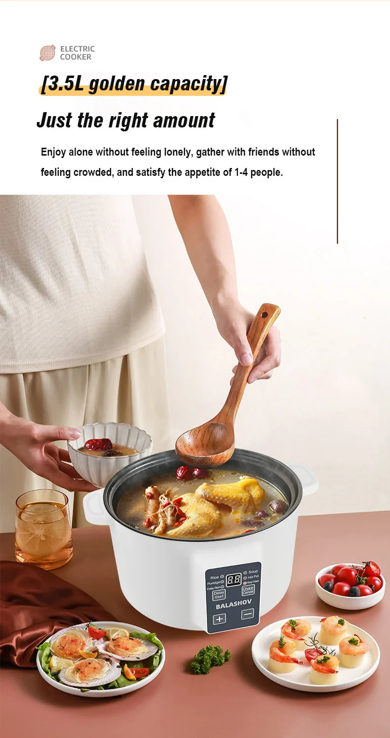 Cocinas múltiples para el hogar de 220V, cocina eléctrica de 3,5 L, olla de cocina antiadherente, olla caliente, olla arrocera inteligente, aparatos de cocina