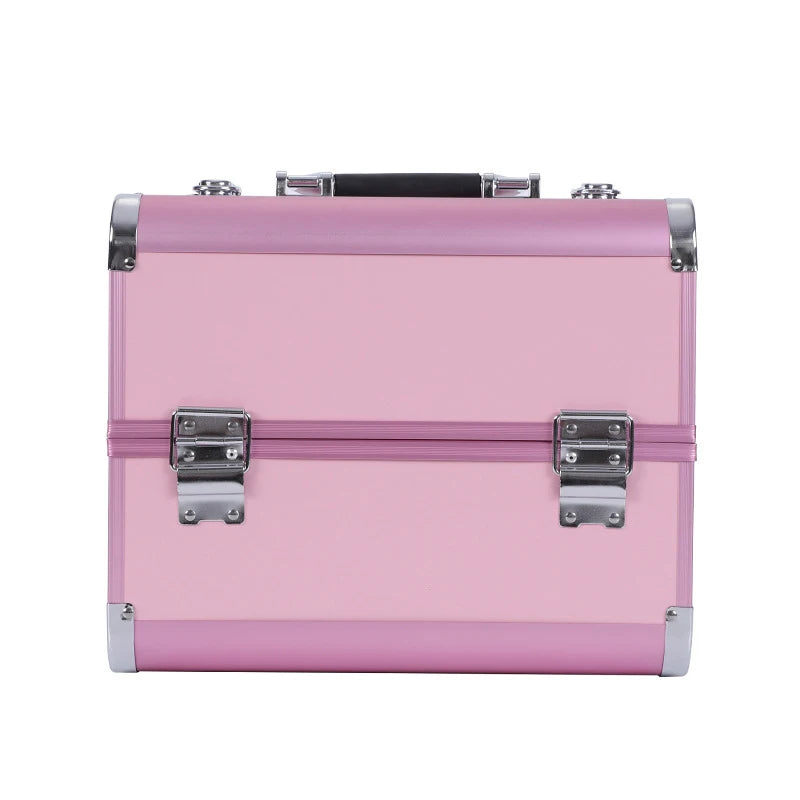 Bolsa de maquillaje expandible con cerradura, herramientas de aluminio para decoración de uñas, caja de cosméticos, cajones multicapa, organizador de almacenamiento de manicura y esmalte de uñas
