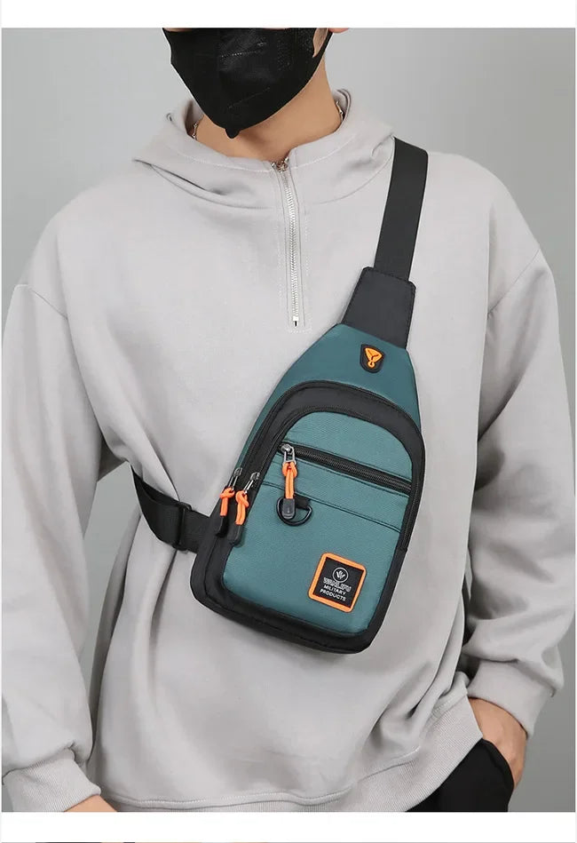 Riñoneras informales con estilo para hombre, bolso de pecho para hombre, bolso de pecho a la moda, bolso de hombro tipo bandolera de tela Oxford ligero