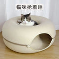 Cama Túnel para Gatos de Interior, Desmontable y Lavable, Cueva de Fieltro para Gatos, Escondite Interactivo, Nido de Descanso, Apto para Viviendas con Múltiples Gatos