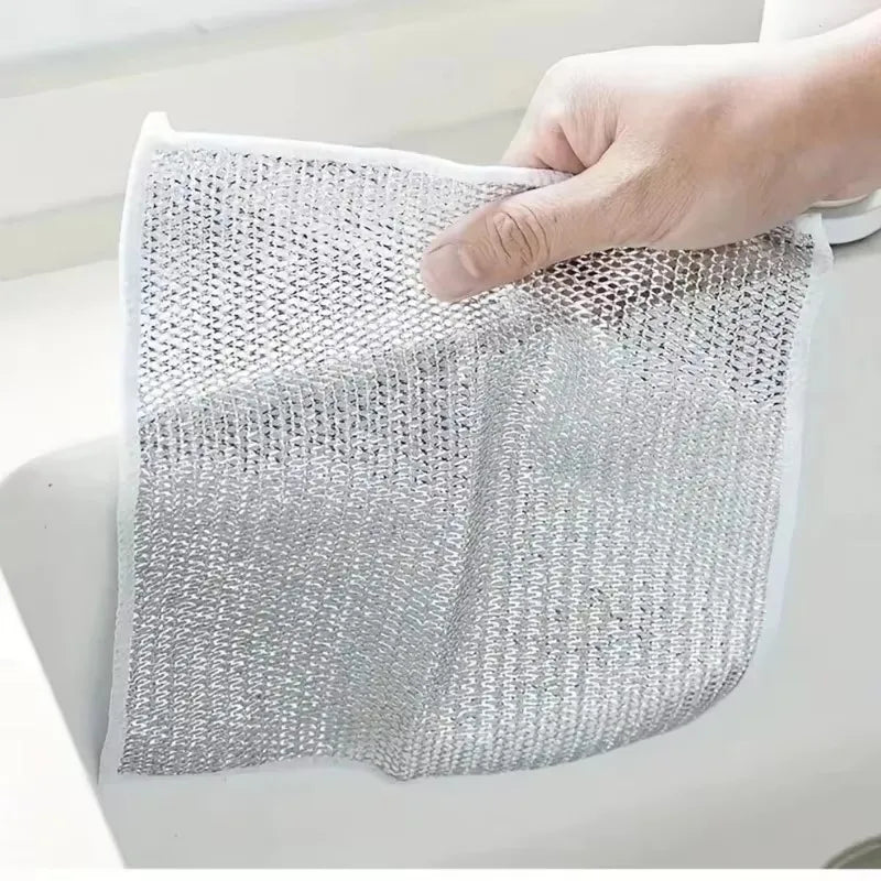 Paño de limpieza mágico, palo de hierro, toallitas de Metal, trapos, paño de cocina mágico, toalla de lavado, alambre de acero plateado, paño de cocina, trapo grueso, 1-20 piezas