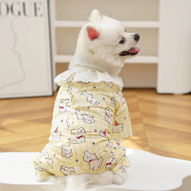 Mono de verano para perro, ropa con estampado de perro, chaleco para cachorro, ropa para perros Chihuahua y Bichón, pijama fino de cuatro patas para perro, ropa para parejas.