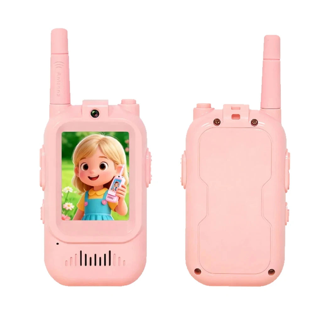 Video Walkie Talkie para niños, paquete de 2 juguetes recargables para interiores y exteriores, para acampar, viajar, regalos de cumpleaños