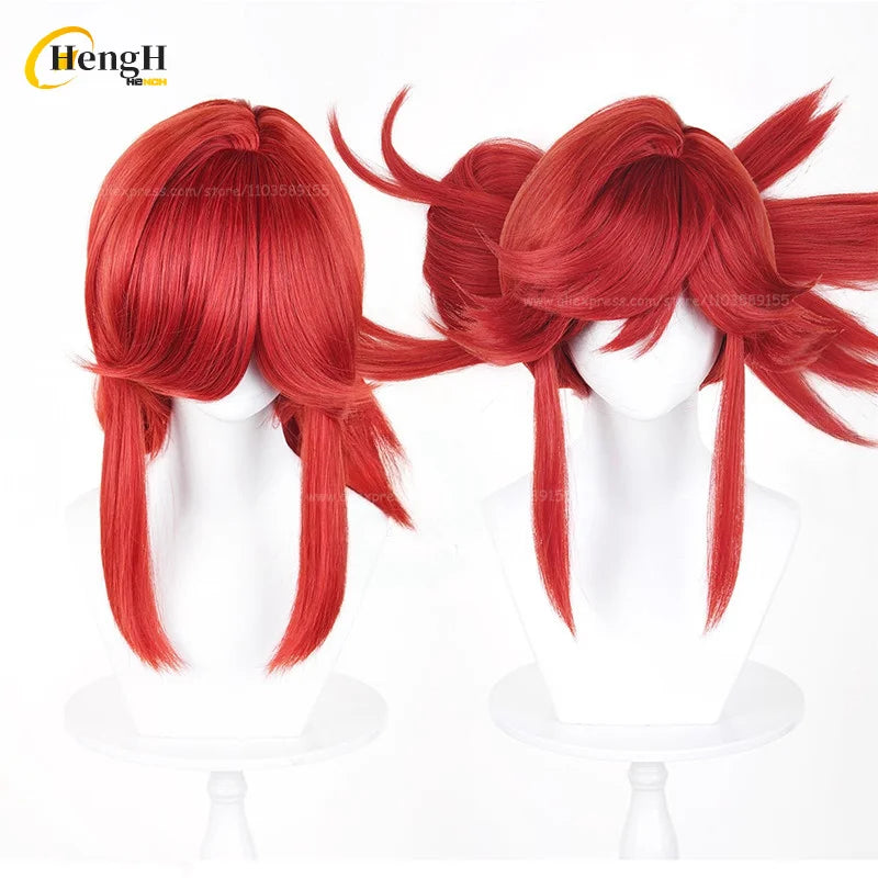 En stock Anime Zanka Guita Enji ‌   Pelucas de Cosplay Rudo Amo Li Glaze, pelo sintético resistente al calor, pelucas para fiesta de Halloween + gorro de peluca