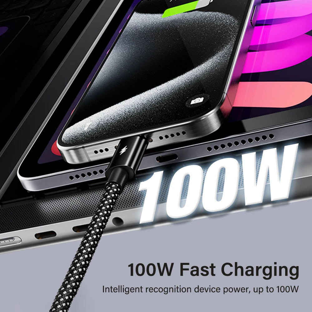 Cable USB tipo A/C a C de 100W/60W para iPhone Samsung Oneplus Xiaomi mi Redmi USBC carga rápida 1M 2M Cable cargador de datos de largo 1/2 M
