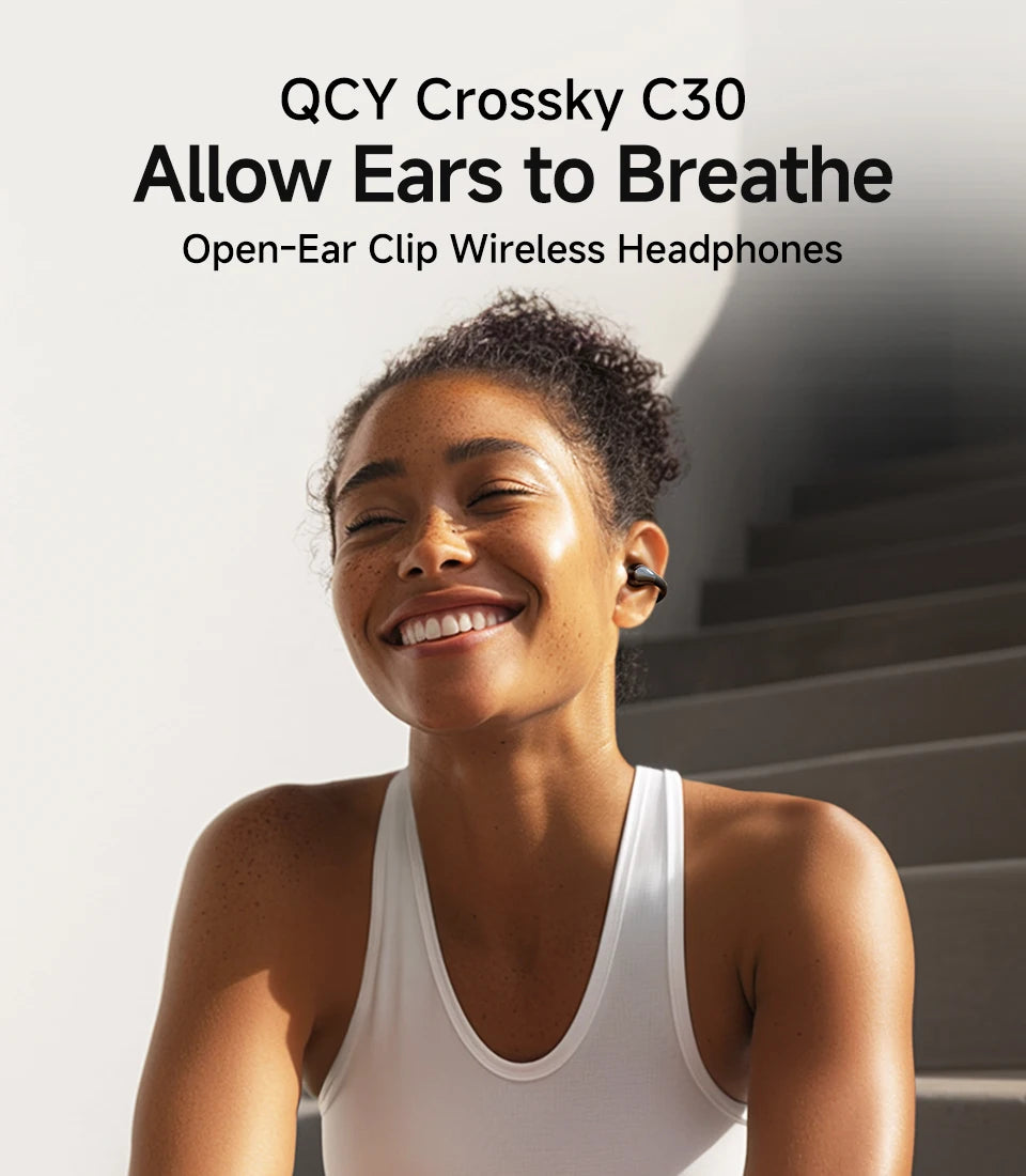 QCY Crossky C30 auriculares con Clip para la oreja Bluetooth 5,4 inalámbricos de oído abierto deportes TWS auriculares de doble conexión