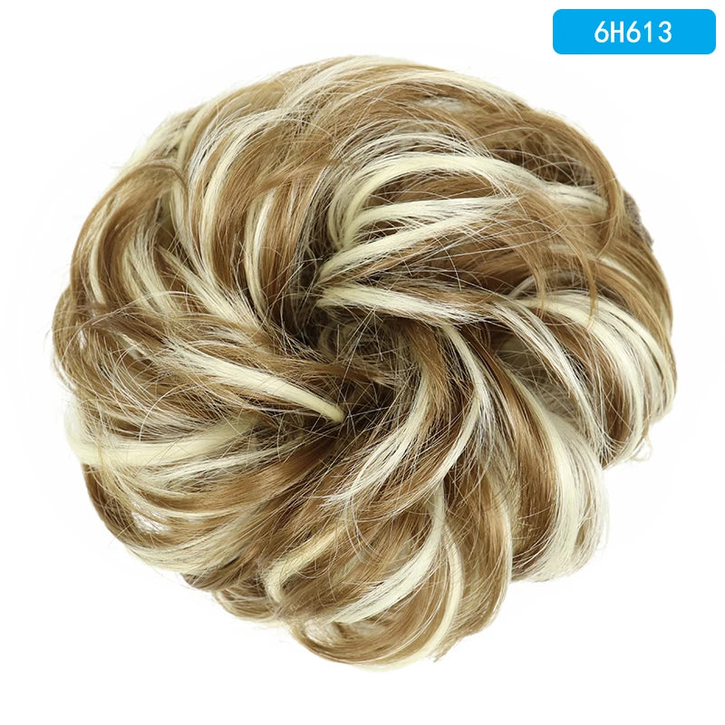 AZQUEEN-extensión de cabello de moño desordenado, banda elástica sintética, moño ondulado rizado, Scrunchies Donut Updo, postizo para mujer