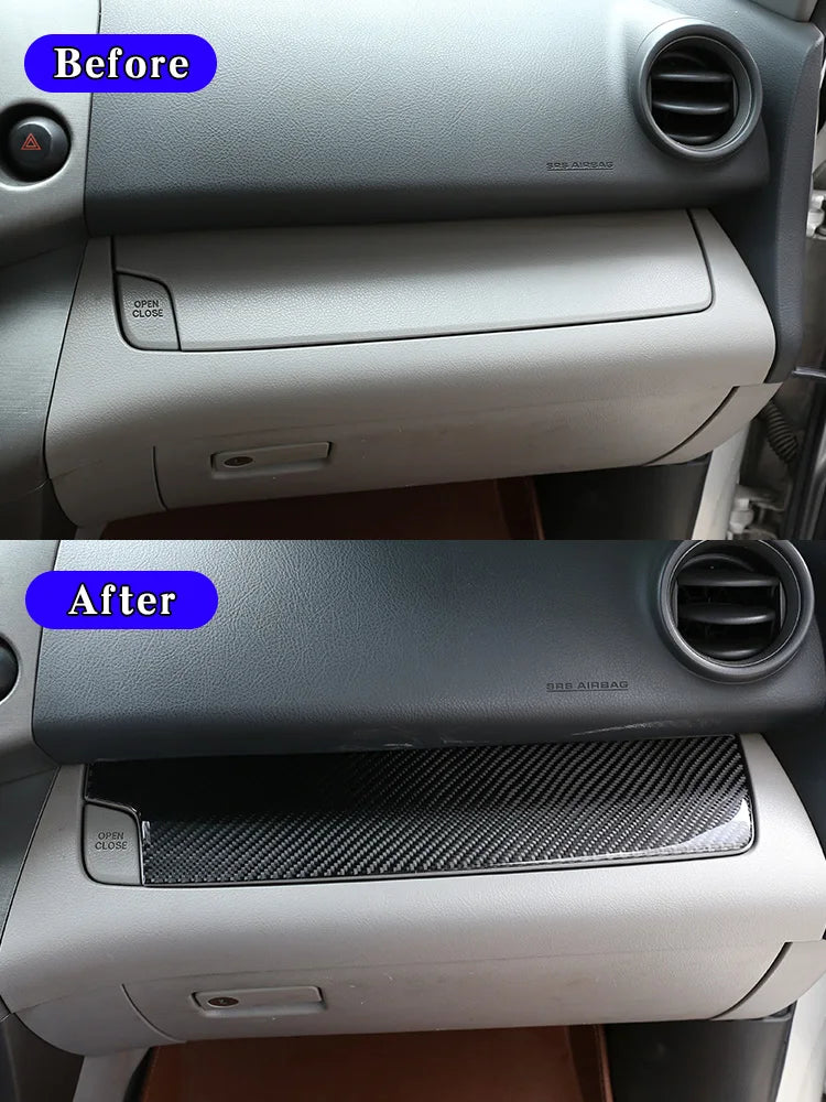 Para Toyota Rav4 RAV 4 2006-2012 fibra de carbono Control central de coche copiloto Panel de tablero cubierta accesorios de coche
